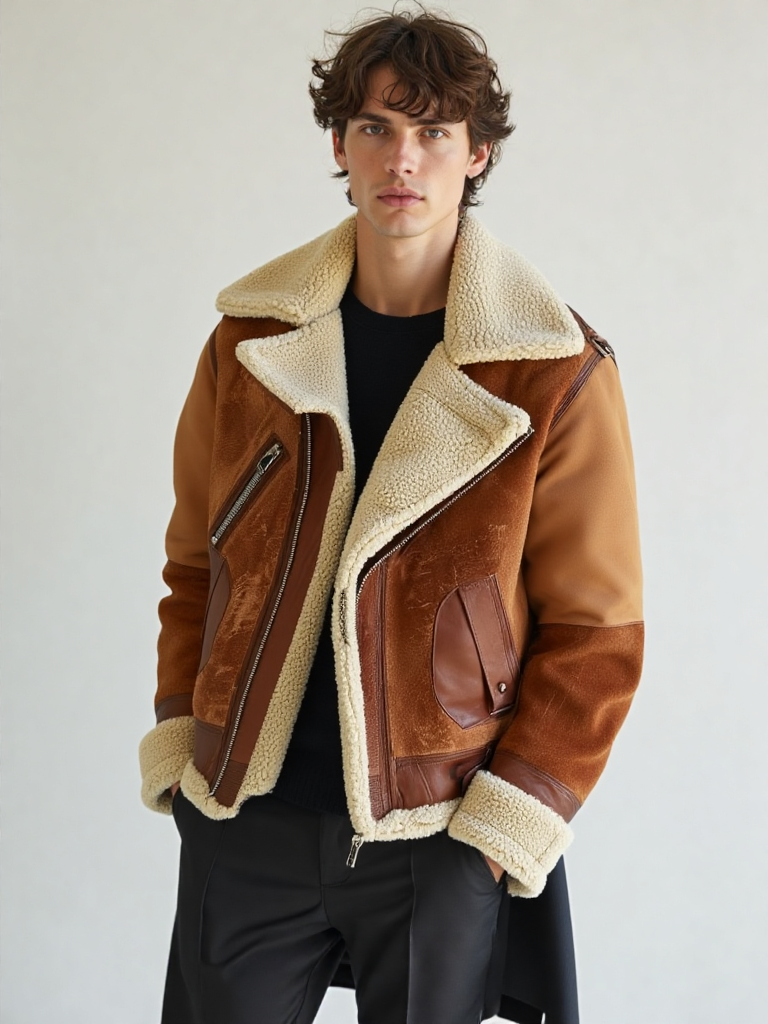 Vintage Brown Leather Aviator Jacket