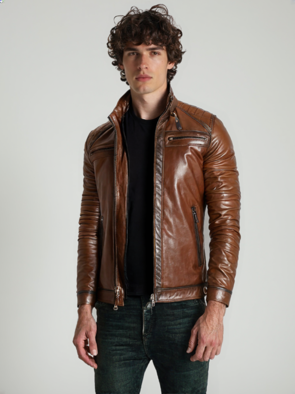 leather jacket brown colour