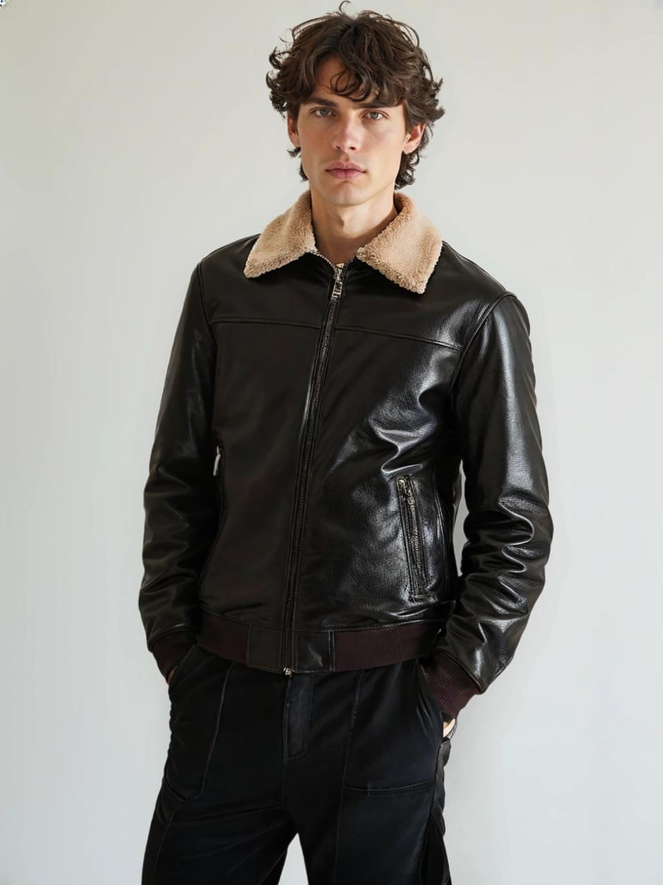 LEATHER BOMBER JACKET