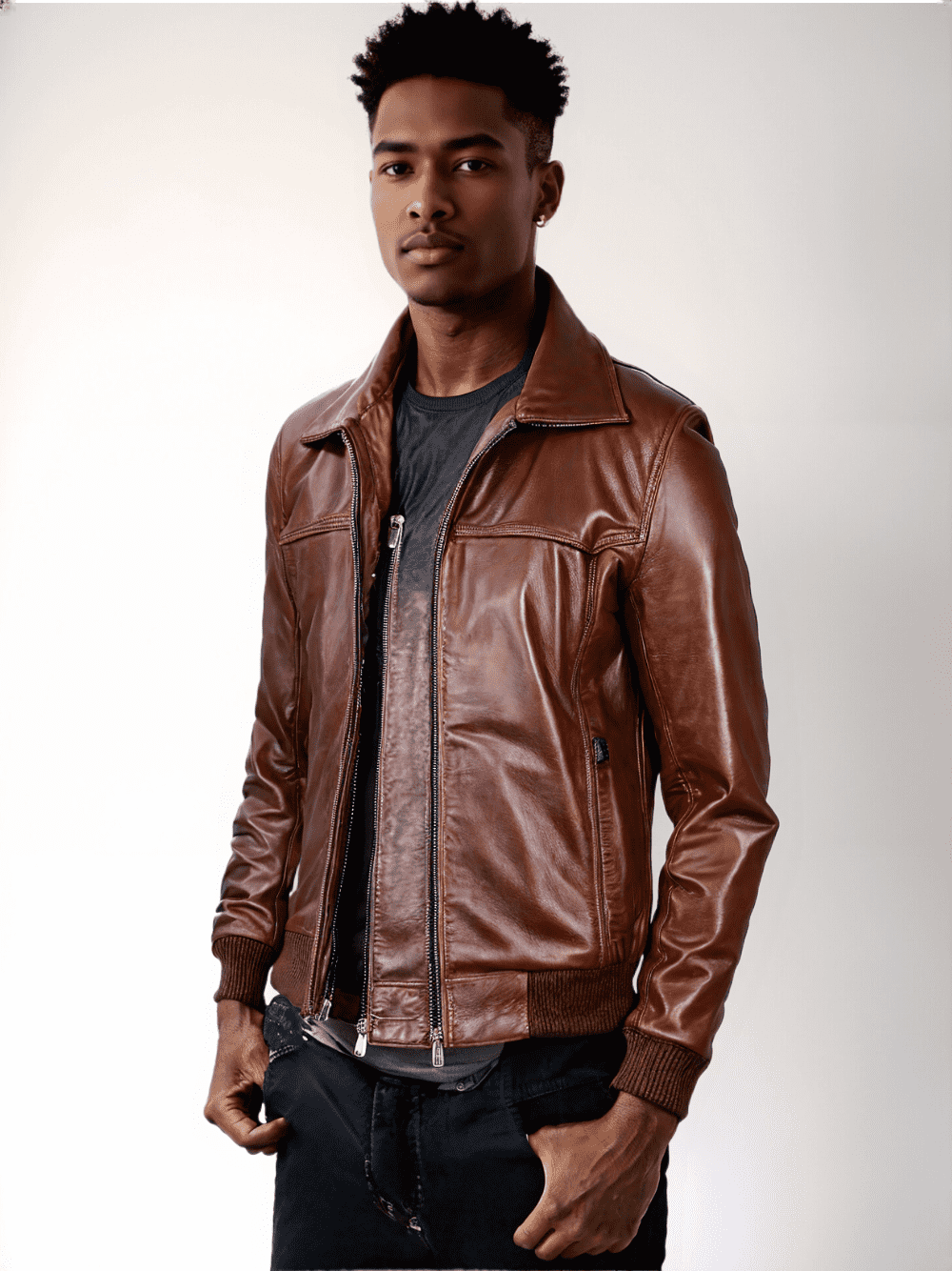 Leather Bomber Jacket