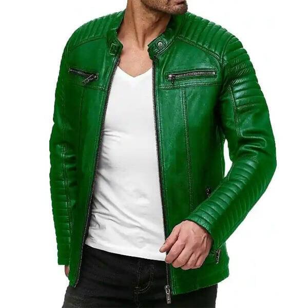 Bold Green Leather Jacket Stand Out in Sleek Style