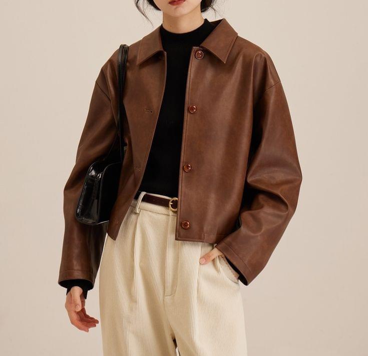 Brown Leather Bomber Jacket Womens Stylish & Timeless Fit